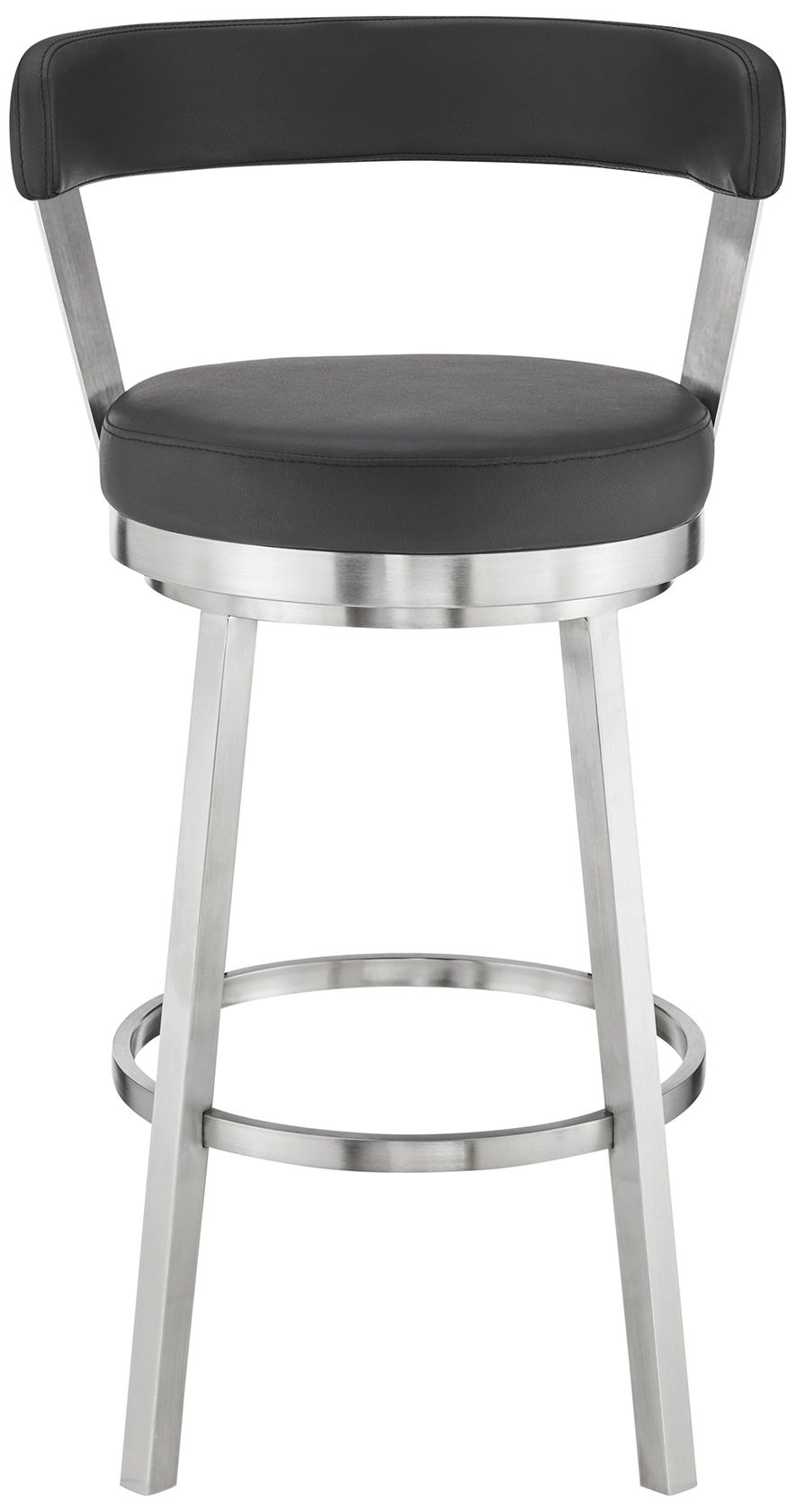 Image 3 Kobe 30 in. Swivel Barstool in Brushed Stainless Steel, Black Faux Leather more views