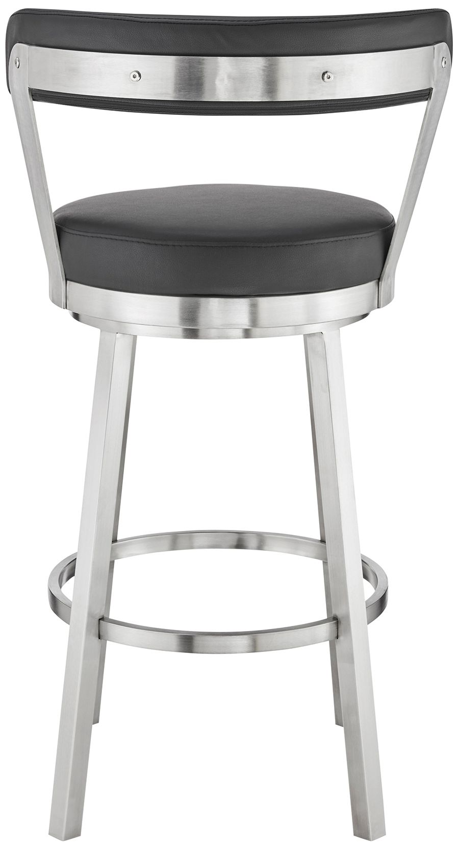 Image 6 Kobe 30 in. Swivel Barstool in Brushed Stainless Steel, Black Faux Leather more views