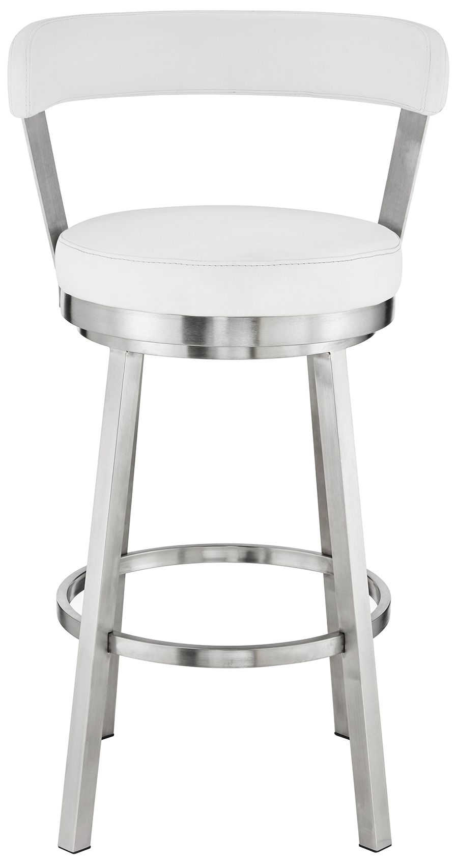 Image 3 Kobe 30 in. Swivel Barstool in Brushed Stainless Steel, White Faux Leather more views