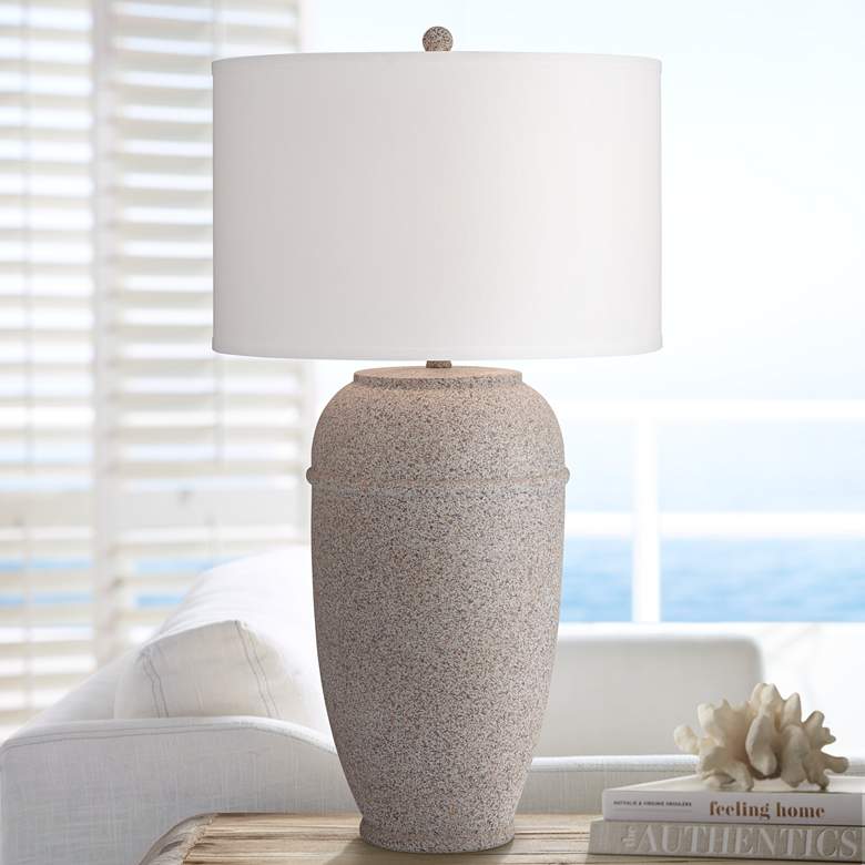 Image 1 Kofa Tall Jar Concrete Finish Coastal Modern Table Lamp