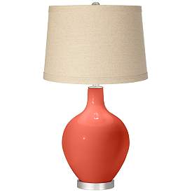 Image1 of Koi Burlap Drum Shade Ovo Table Lamp by Color Plus