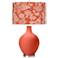 Koi Coral Orange Ovo Table Lamp with Aviary Pattern Shade