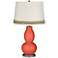 Koi Double Gourd Table Lamp with Scallop Lace Trim