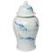 Koi Gloss Blue and White 19" High Ginger Jar with Lid