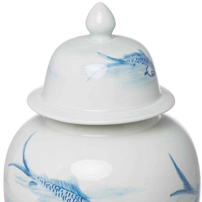 Image 2 Koi Gloss Blue and White 19" High Ginger Jar with Lid more views