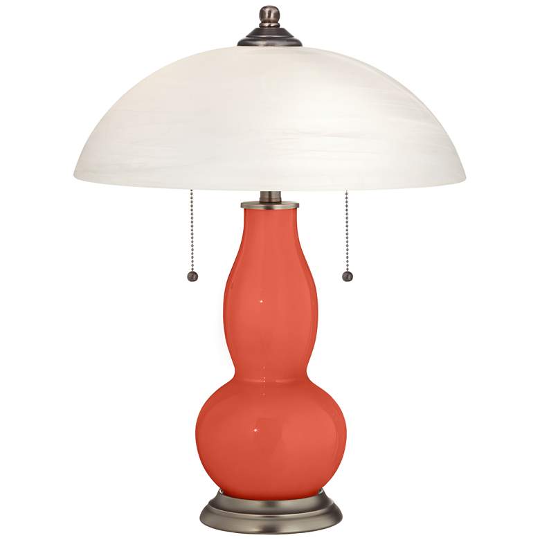 Image 1 Koi Gourd-Shaped Table Lamp with Alabaster Shade