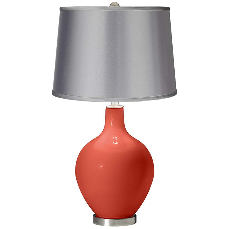 Image 1 Koi - Satin Light Gray Shade Ovo Table Lamp by Color Plus