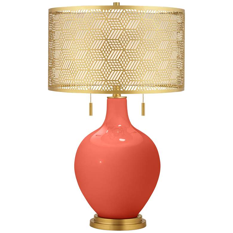 Image 1 Koi Toby Brass Metal Shade Table Lamp