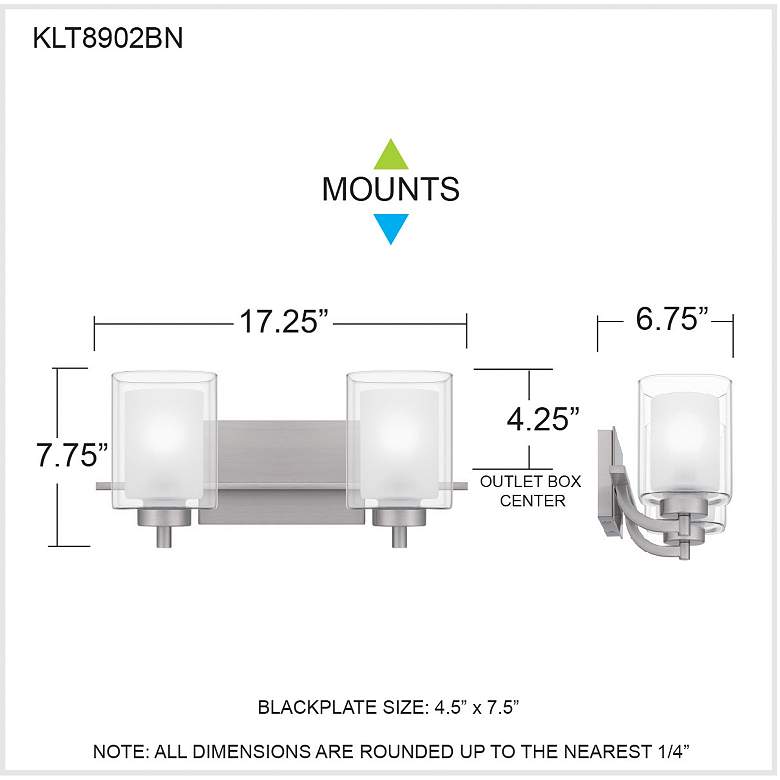 Image 7 Kolt 2-Light Brushed Nickel Vanity Light more views