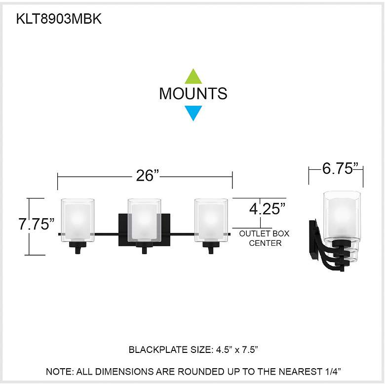 Image 7 Kolt 3-Light Matte Black Vanity Light more views