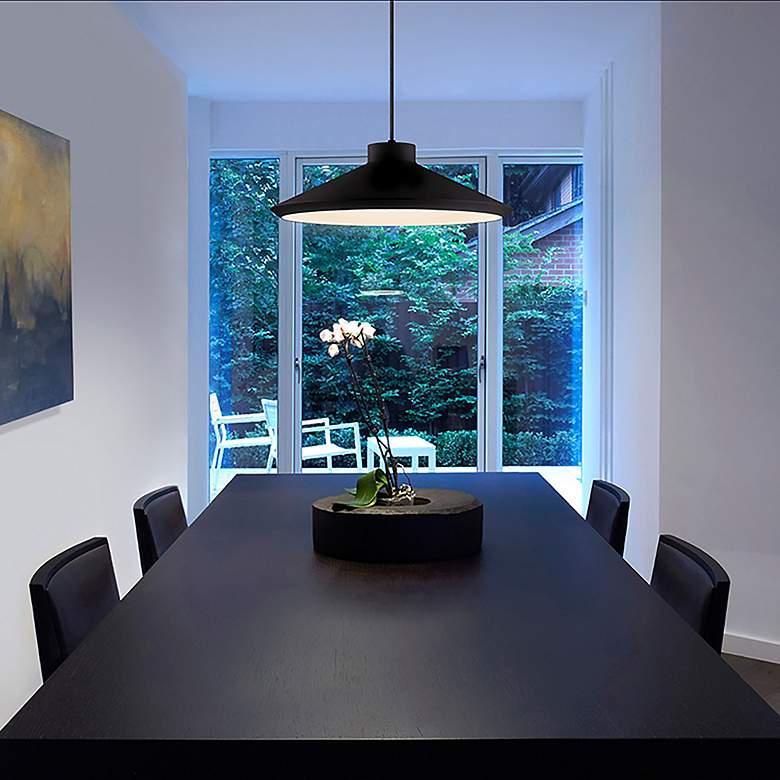 Image 7 Koma 20" Wide Satin Black Pendant more views