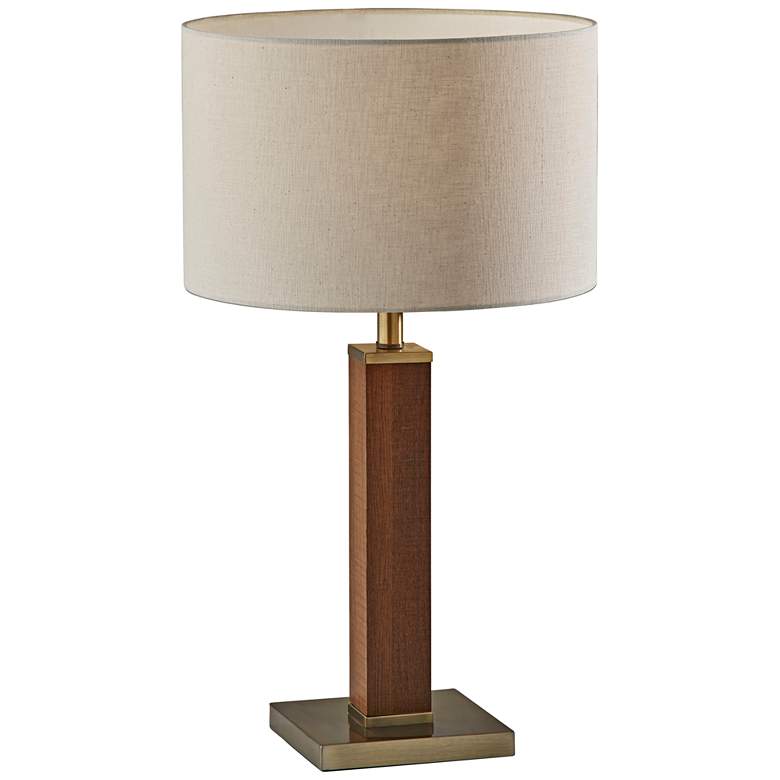 Image 1 Kona Walnut Wood Column Modern Table Lamp