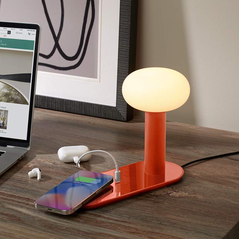 Image 1 Koncept Combi 7 1/2" LED Lamp in Red with USB and Smart Charging Pad