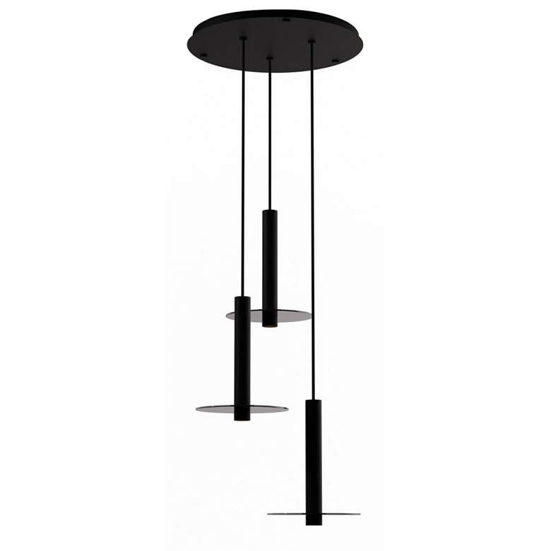 Image 1 Koncept Combi Pendant 12" Circular 3 Black, 9" glass plate ( Grey)