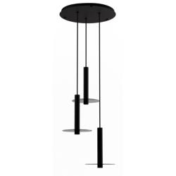 Koncept Combi Pendant 12" Circular 3 Black, 9" glass plate ( Grey)