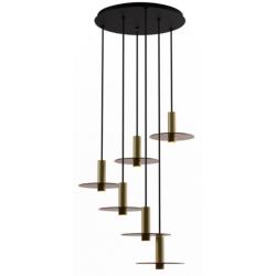 Koncept Combi Pendant 6" Circular 6Brass, 9" glass plate ( Brown)