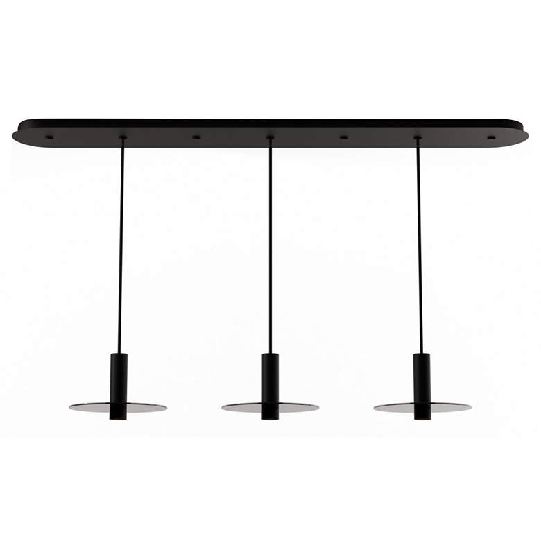 Image 1 Koncept Combi Pendant 6" Linear 3 Black, 9" glass plate ( Grey)