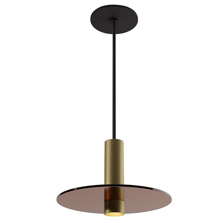Image 1 Koncept Combi Pendant 6" Single Brass, 9" glass plate ( Brown)