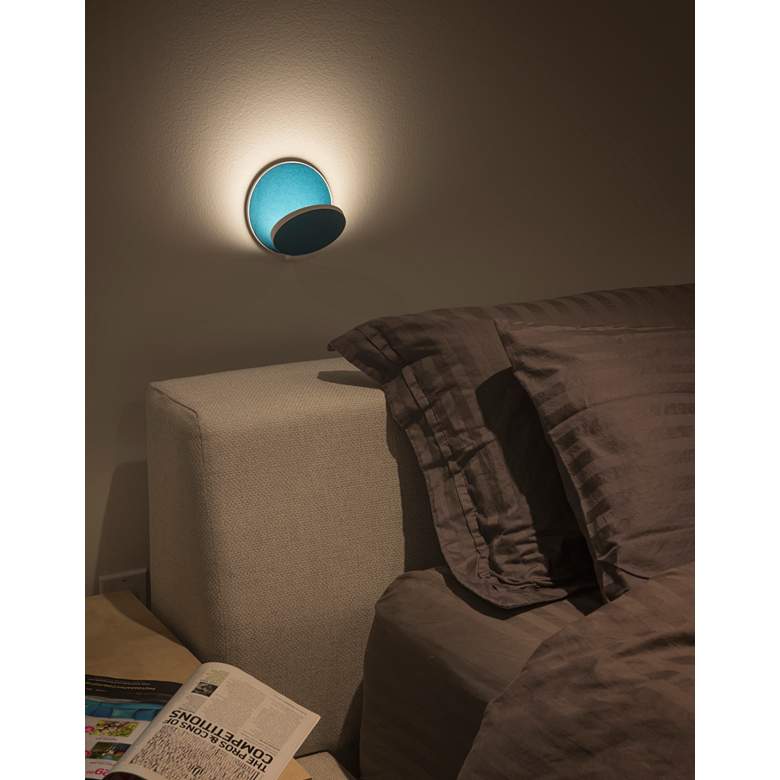 Image 3 Koncept Gravy 5" High Azure Felt Plug-In LED Wall Sconce more views
