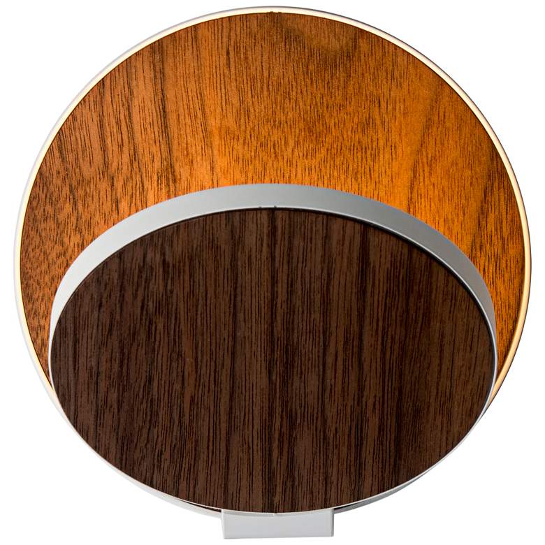 Image 1 Koncept Gravy 5" High White and Walnut Hardwire Modern LED Wall Sconce