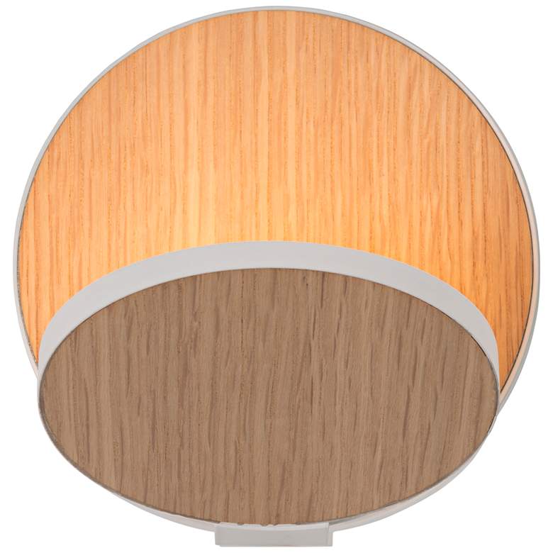 Image 1 Koncept Gravy 5 inch White and Oak Swivel Modern Plug-In LED Wall Sconce