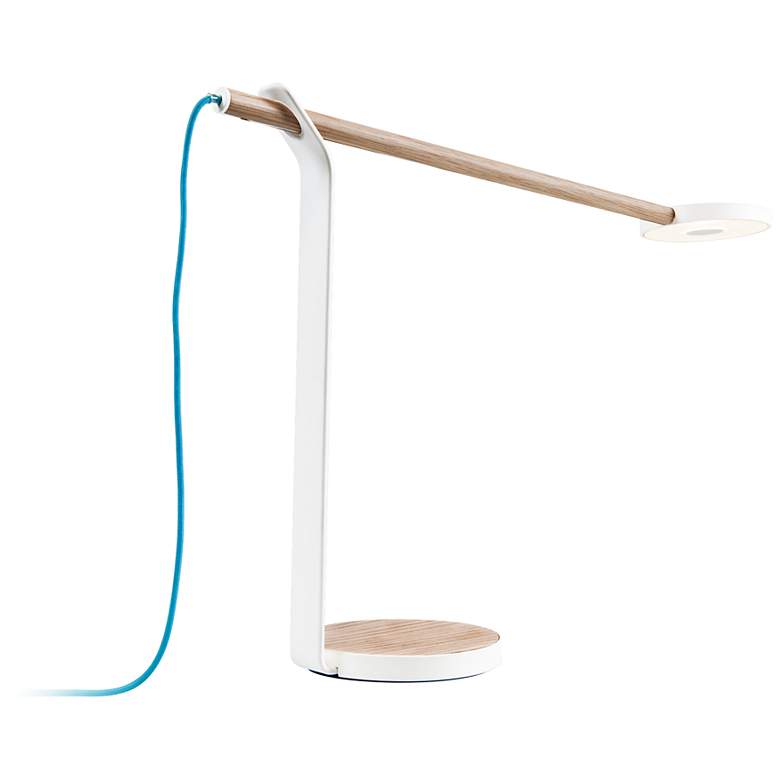 Koncept Gravy LED Modern Desk Lamp in Oak and Matte White