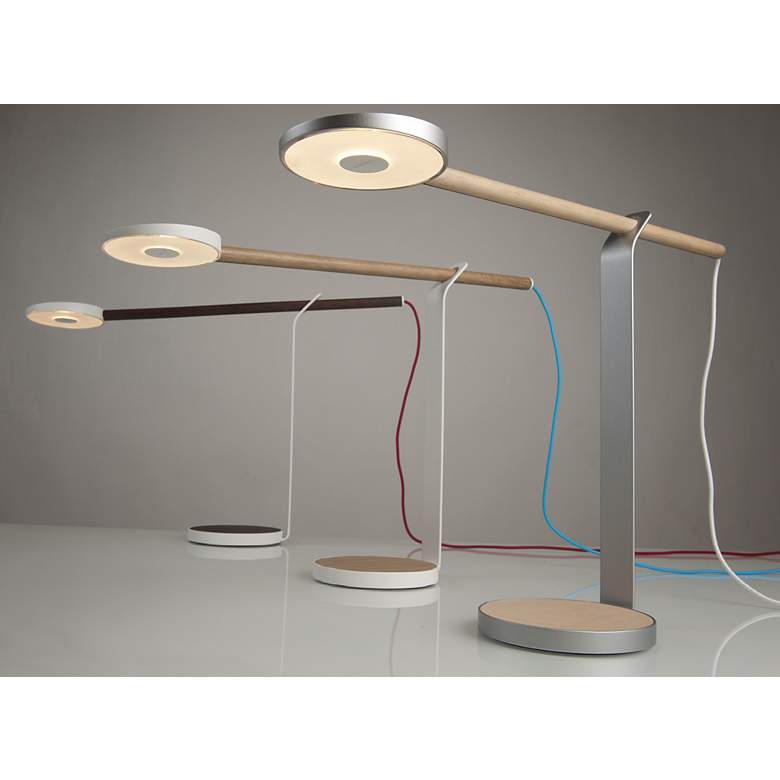 Koncept Gravy LED Modern Desk Lamp in Oak and Matte White more views