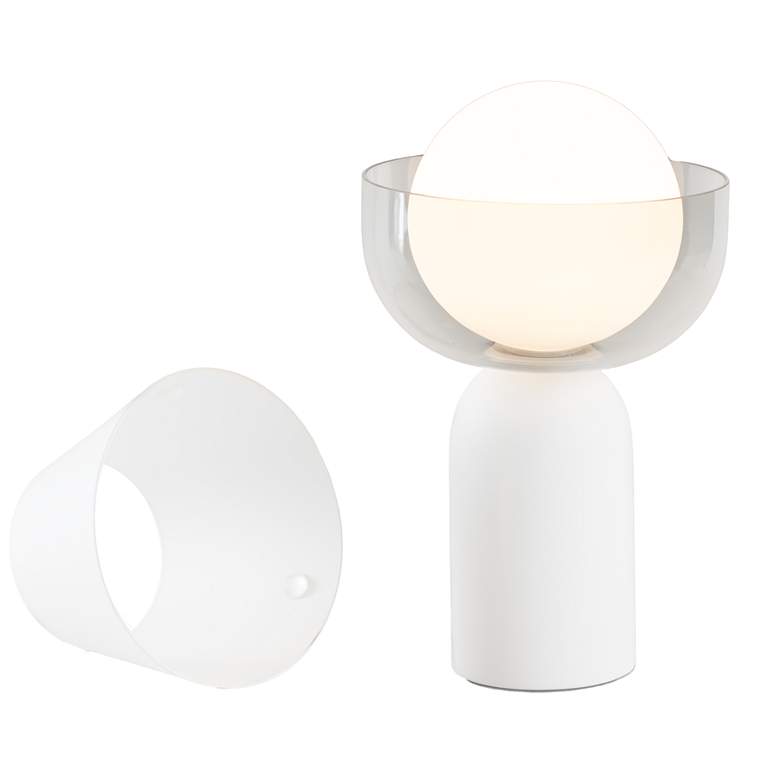 Image 1 Koncept Guy 8" Battery Powered Modern Bowl Glass and White LED Lantern