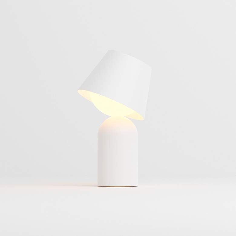Image 2 Koncept Guy 8" High Portable Battery Powered LED Modern White Lantern more views