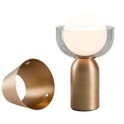 Koncept Guy LED Lantern with Shade (Brass) w/ Bowl Collar (Dark Grey Glass)
