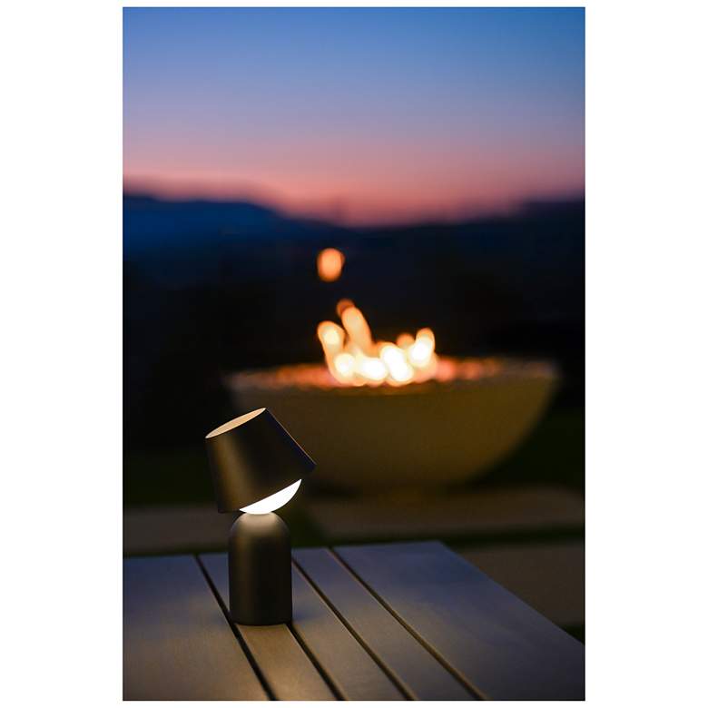 Image 2 Koncept Guy LED Lantern with Shade (Brass) w/ Bowl Collar (Dark Grey Glass) more views