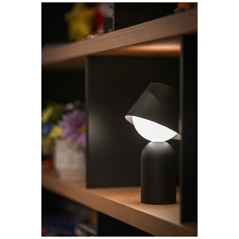 Image 4 Koncept Guy LED Lantern with Shade (Brass) w/ Bowl Collar (Dark Grey Glass) more views
