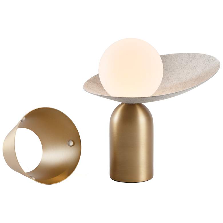 Image 1 Koncept Guy LED Lantern with Shade (Brass) w/ Felt Cape (Light Marble)