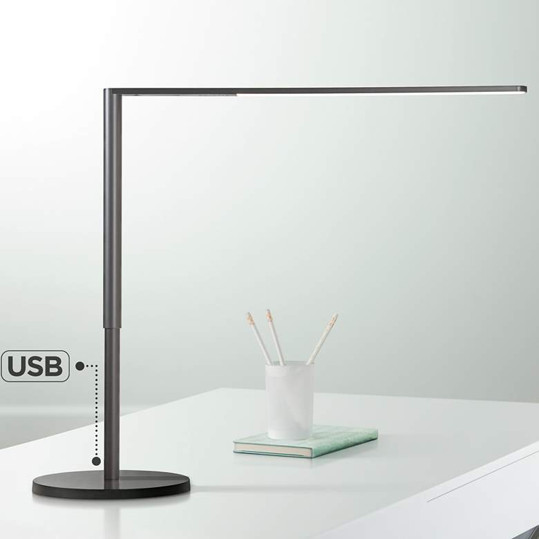 Image 1 Koncept Lady-7 Adjustable Height Metallic Black Modern LED USB Desk Lamp