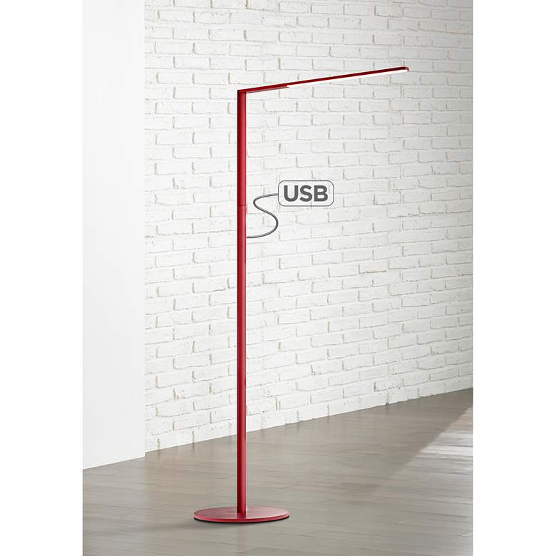 Koncept Lady-7 Matte Red LED Modern Floor Lamp with USB Port