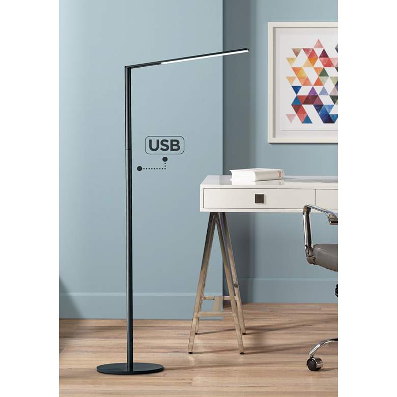 Image 3 Koncept Lady-7 Metallic Black Adjustable Modern LED Floor Lamp with USB more views