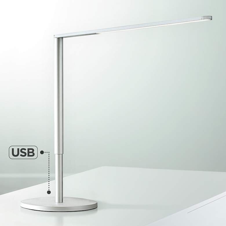 Image 1 Koncept Lady-7 Silver Adjustable Modern LED USB Desk Lamp