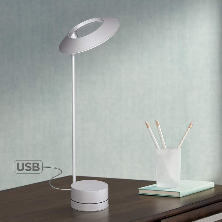 Image 1 Koncept Occo Silver LED Desk Lamp with USB Port