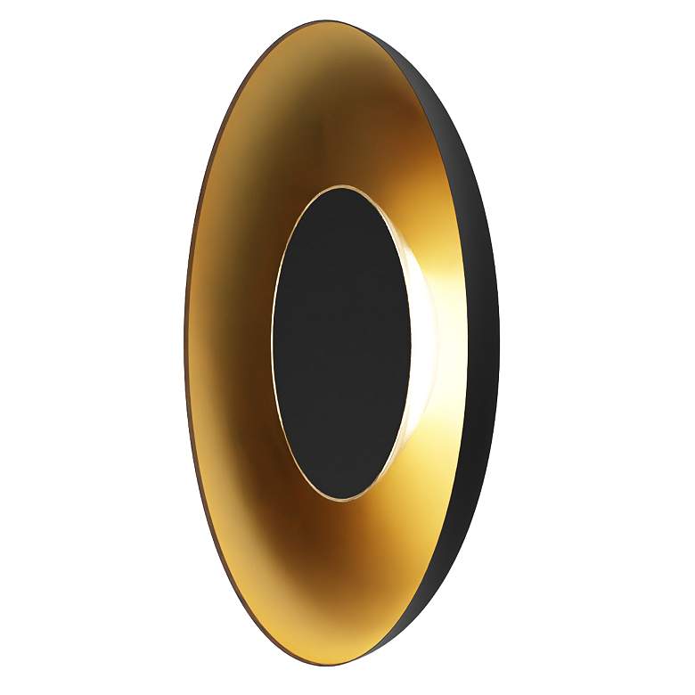 Image 1 Koncept Ramen Wall Sconce 12" (Black) w/ 24" back dish (Black w/ Gold Int)