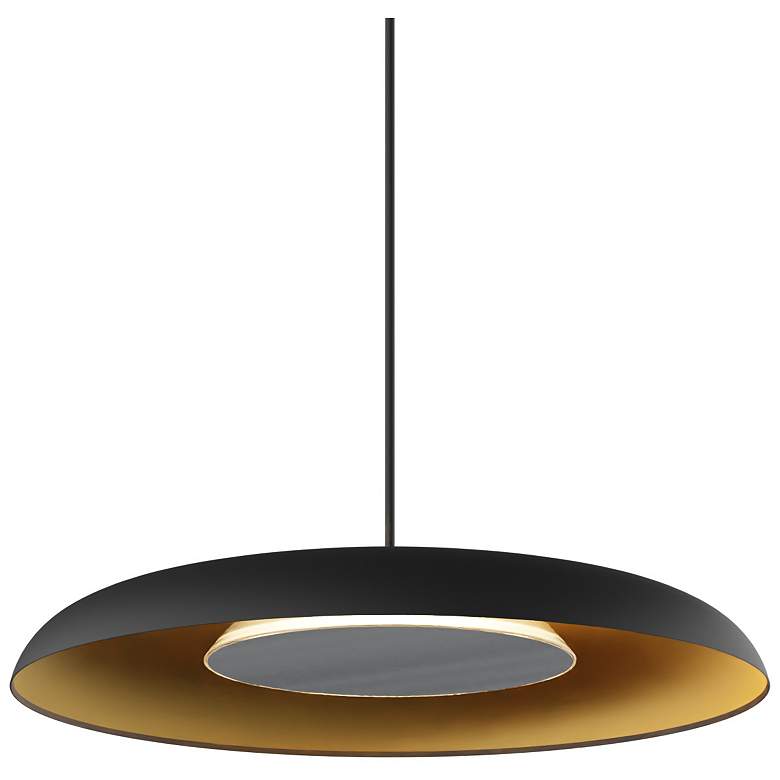 Image 3 Koncept Ramen Wall Sconce 12" (Br Nickel) w/ 24" back dish (Bk w/ Gold Int) more views