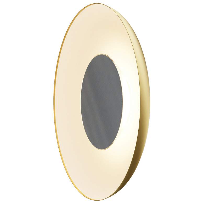 Image 2 Koncept Ramen Wall Sconce 12" (Br Nickel) w/ 24" back dish (Gold w/ Wh Int) more views