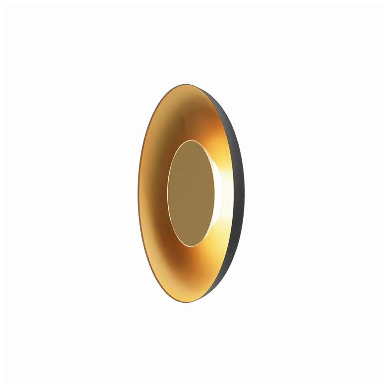 Image 2 Koncept Ramen Wall Sconce 12" (Brass) w/ 24" back dish (Black w/ Gold Int) more views