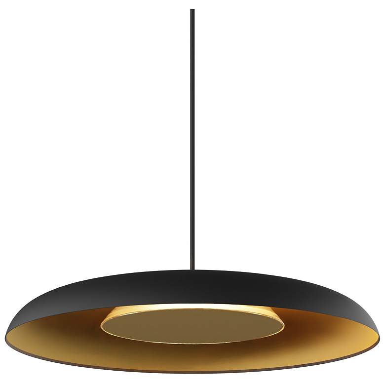 Image 3 Koncept Ramen Wall Sconce 12" (Brass) w/ 24" back dish (Black w/ Gold Int) more views