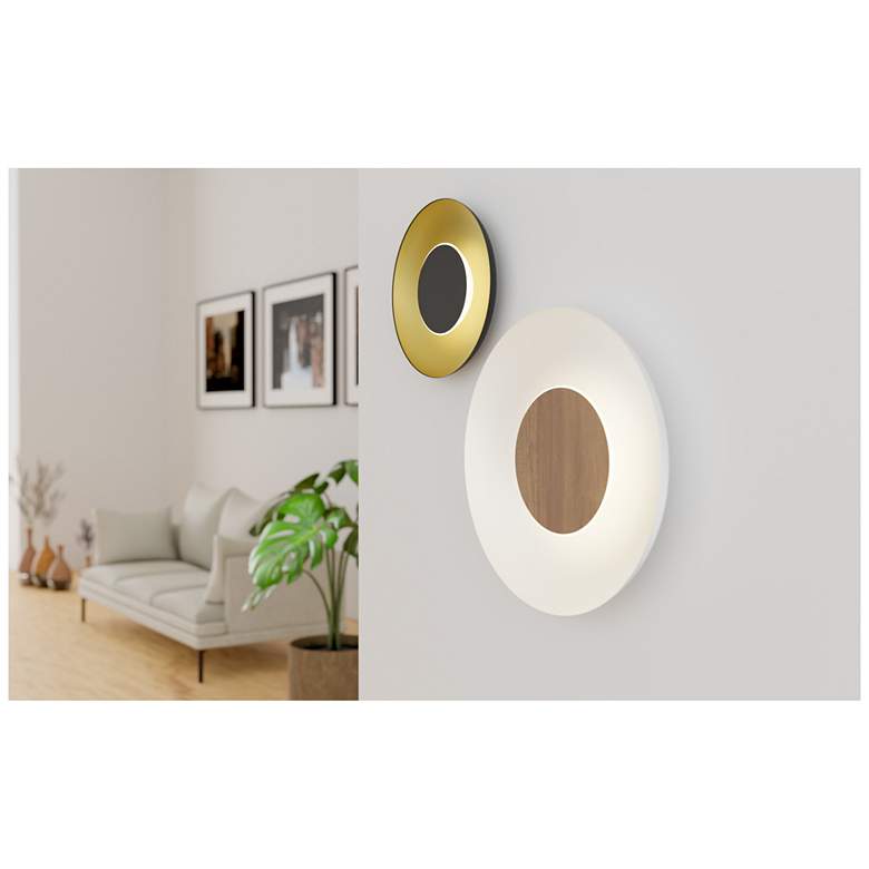 Image 5 Koncept Ramen Wall Sconce 12" (Brass) w/ 24" back dish (Black w/ Gold Int) more views