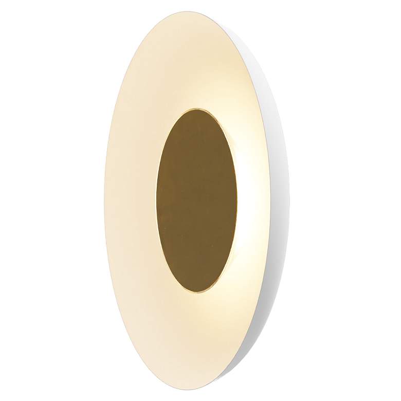 Image 1 Koncept Ramen Wall Sconce 12" (Brass) w/ 24" back dish (White)