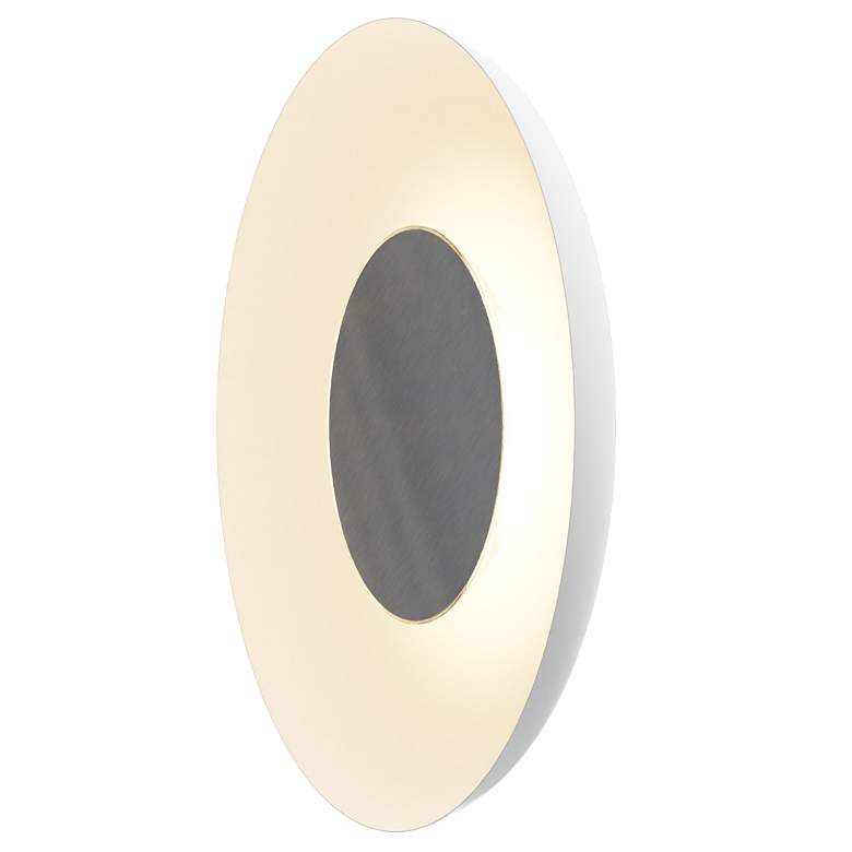Image 1 Koncept Ramen Wall Sconce 12" (Brushed Nickel) w/ 24" back dish (White)