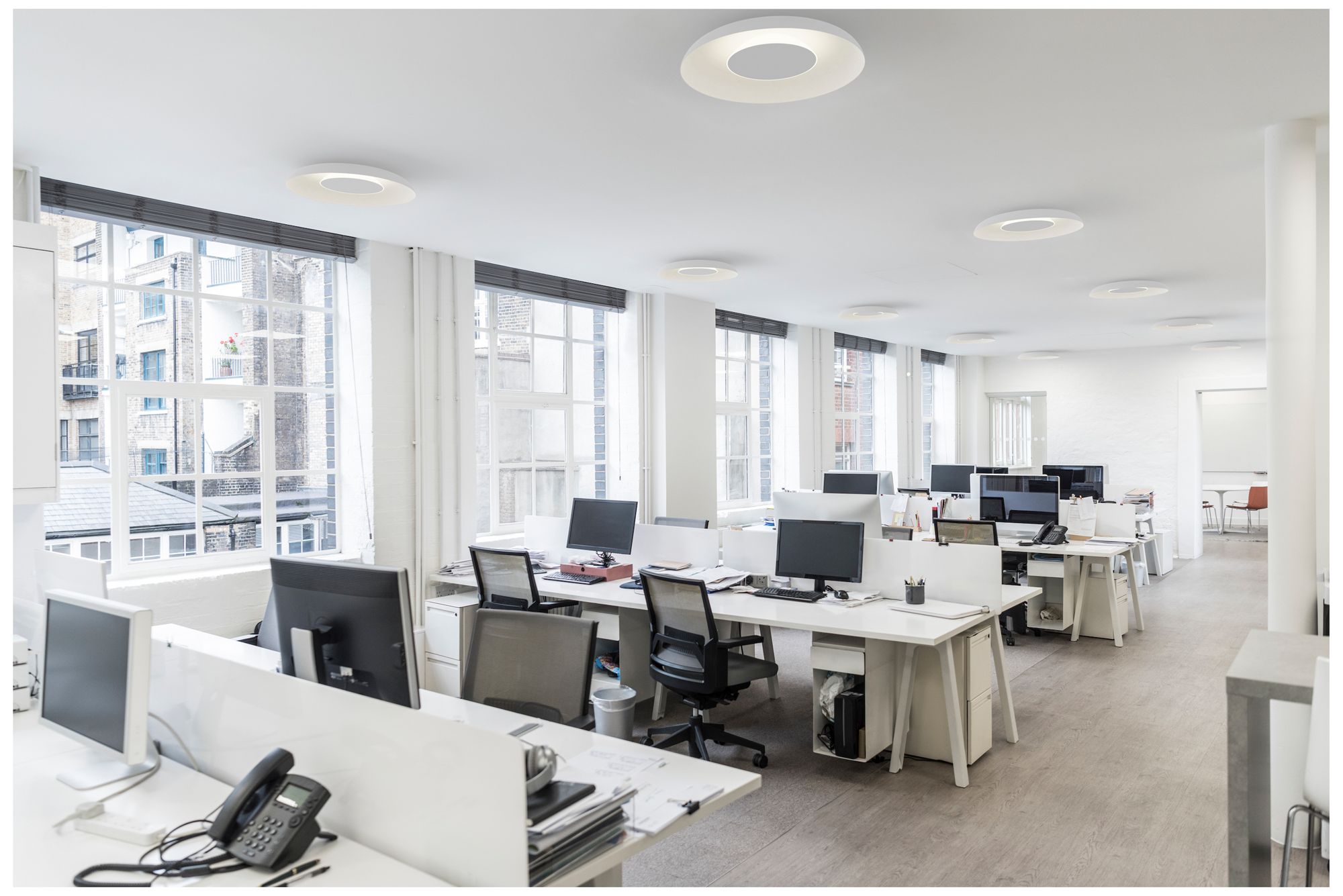 Image 4 Koncept Ramen Wall Sconce 12" (Charcoal Felt) w/ 24" back dish (White) more views