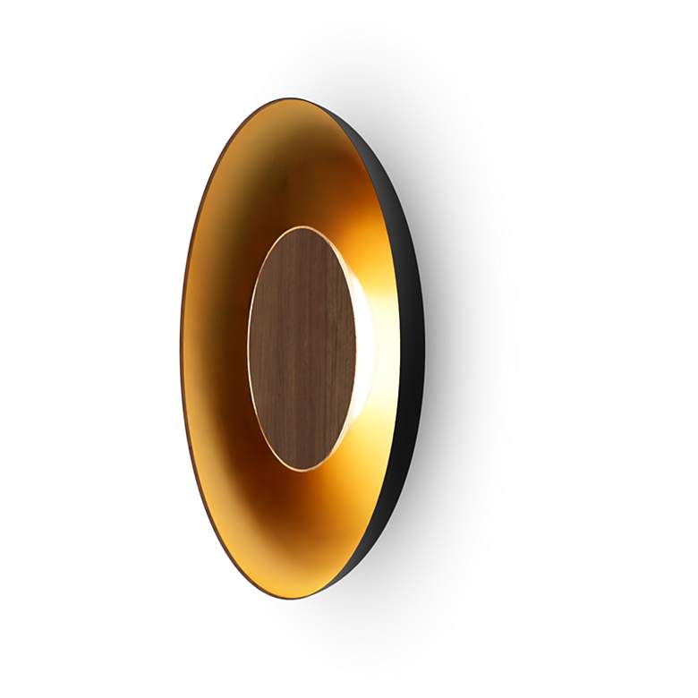 Image 1 Koncept Ramen Wall Sconce 12" (Walnut) w/ 24" back dish (Bk w/ Gd