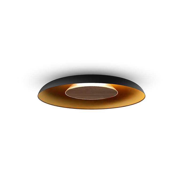 Image 2 Koncept Ramen Wall Sconce 12" (Walnut) w/ 24" back dish (Bk w/ Gd more views