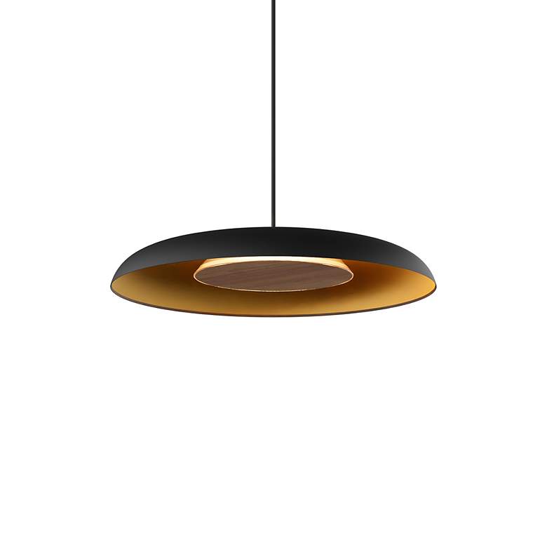Image 3 Koncept Ramen Wall Sconce 12" (Walnut) w/ 24" back dish (Bk w/ Gd more views